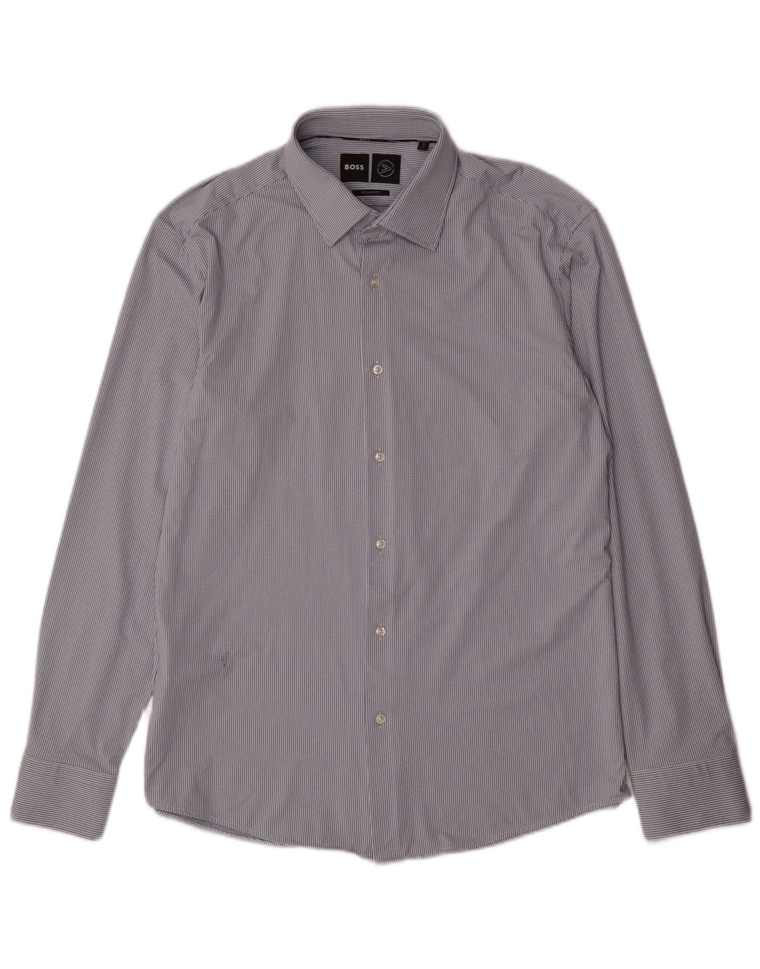 Hugo Boss Herre Regular Fit skjorte str. 41 16 Stor blå plettet polyamid