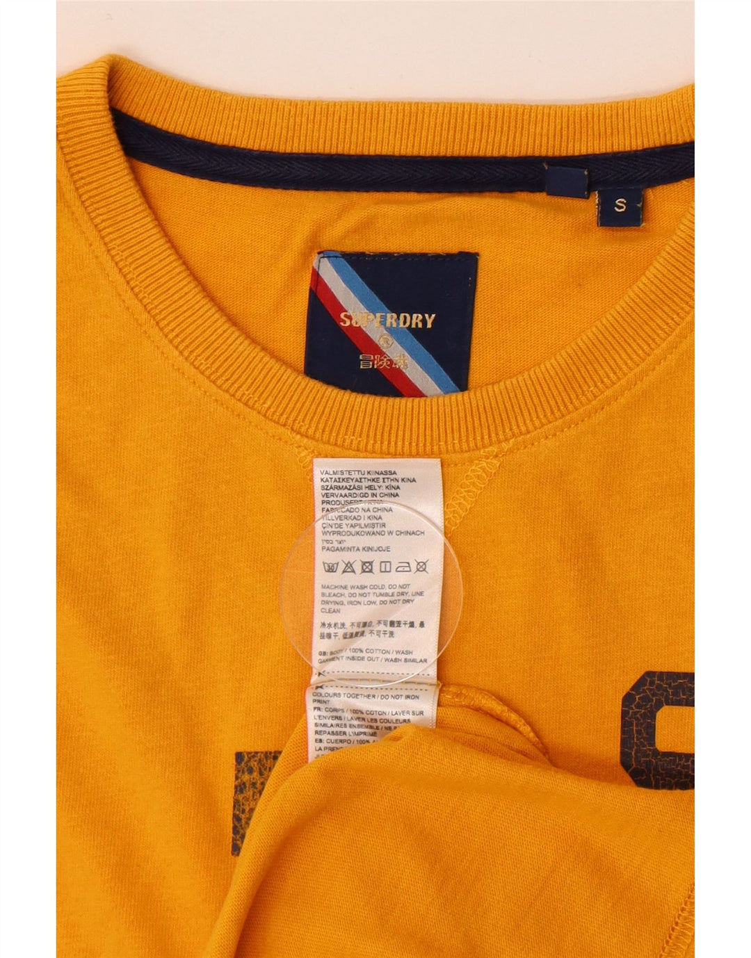 Superdry Grafisk T-shirt top til mænd, lille gul bomuld