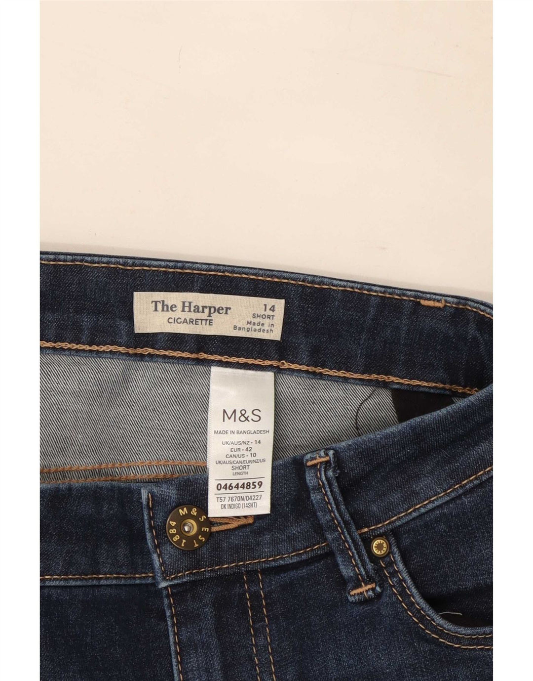 Marks & Spencer Womens Cropped Jeans UK 14 Medium W30 L23 Navy Blue