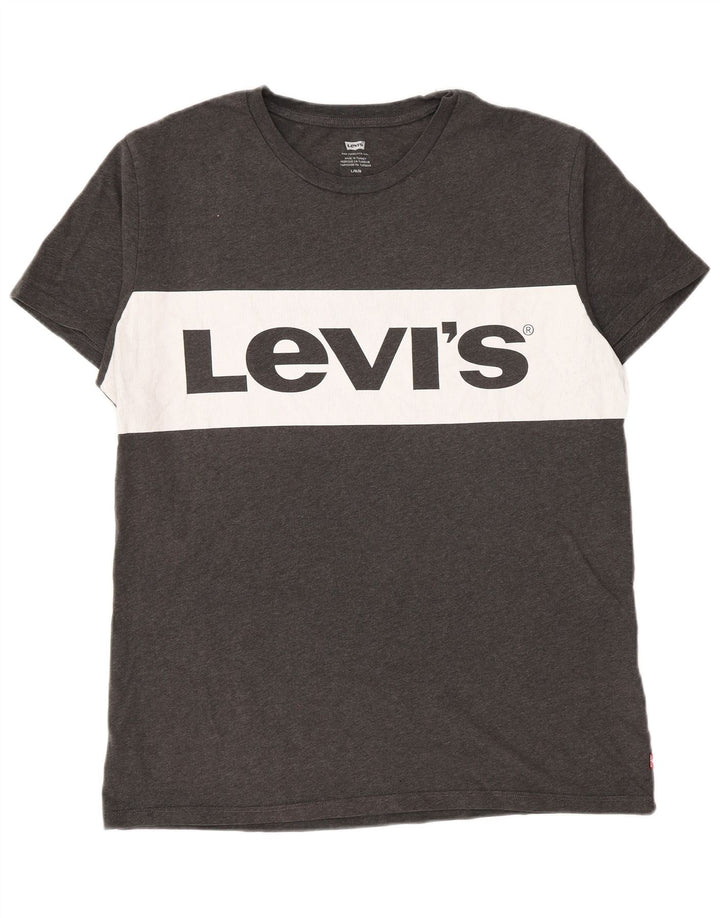 Levi's Herre grafisk T-shirt Top Stor Grå Colourblock Bomuld