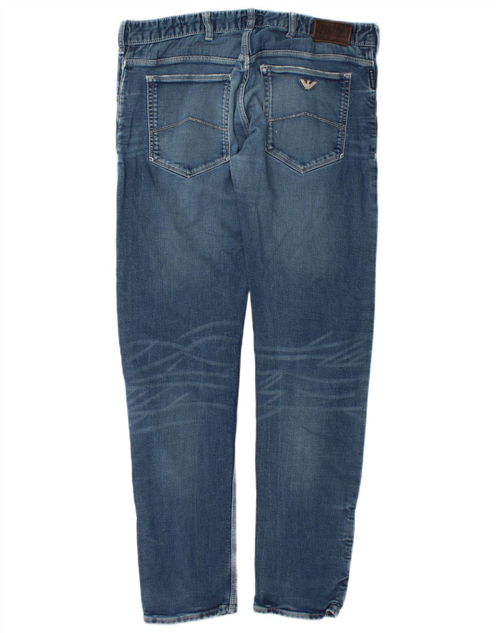 Armani Herre Distressed Slim Jeans W34 L34 Blå Bomuld