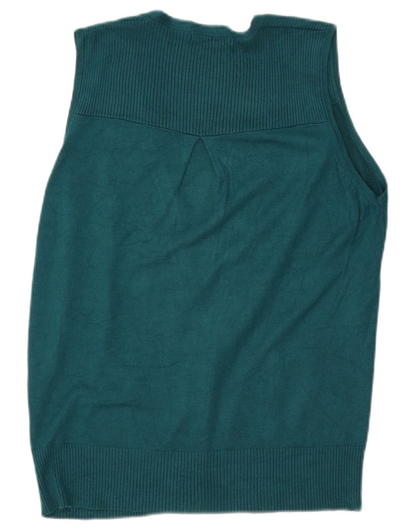 Marks & Spencer Dame ærmeløs cardigan sweater UK 12 Medium Green