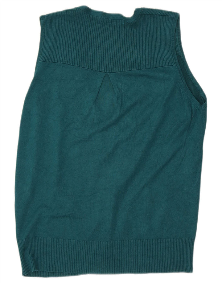 Marks & Spencer Dame ærmeløs cardigan sweater UK 12 Medium Green