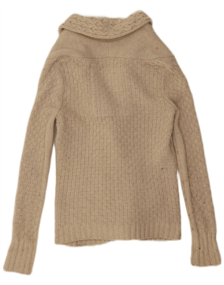 Superdry Dame Cardigan Sweater UK 10 Small Beige Uld