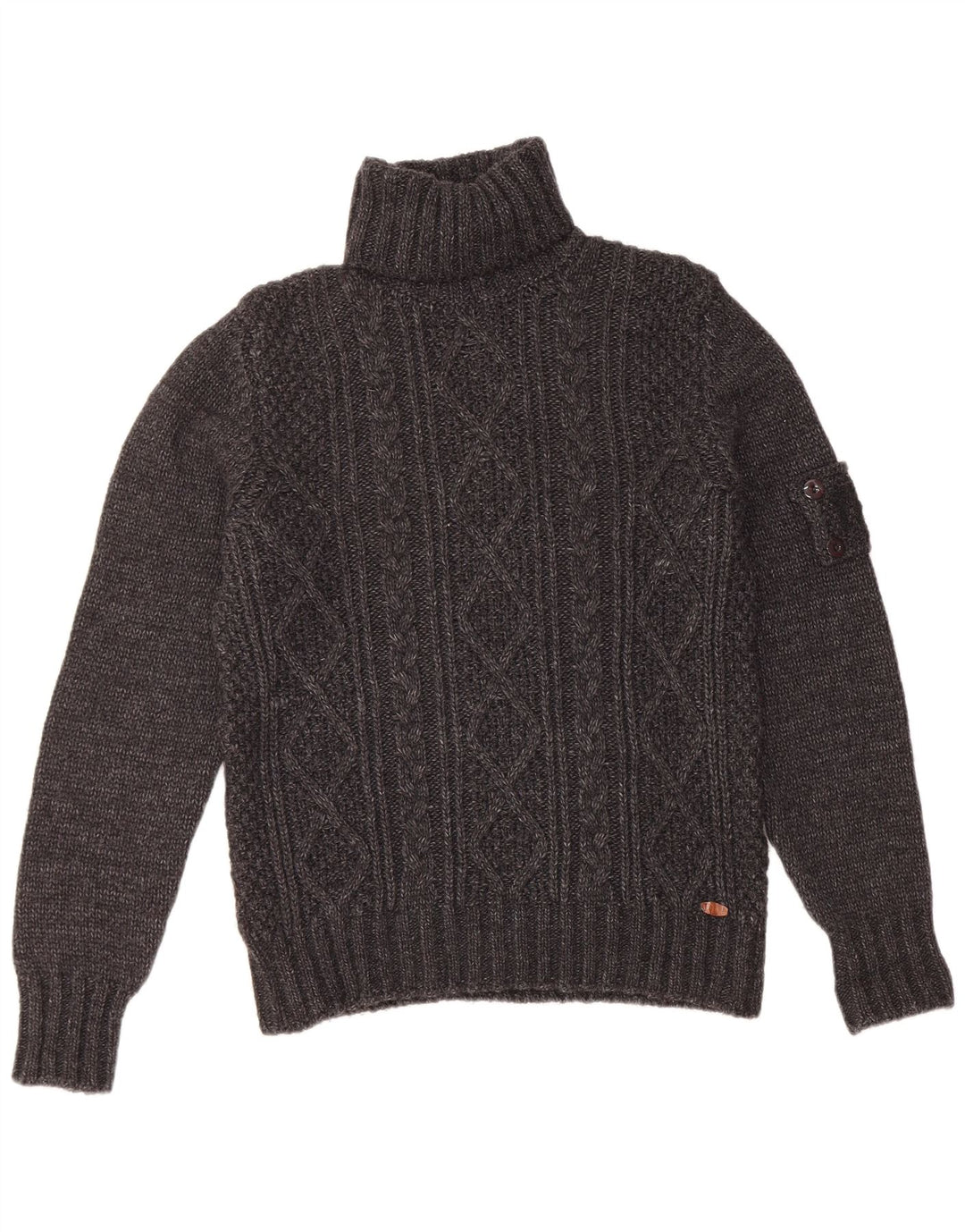 Vintage Herre rullehals sweater stor grå lammeuld