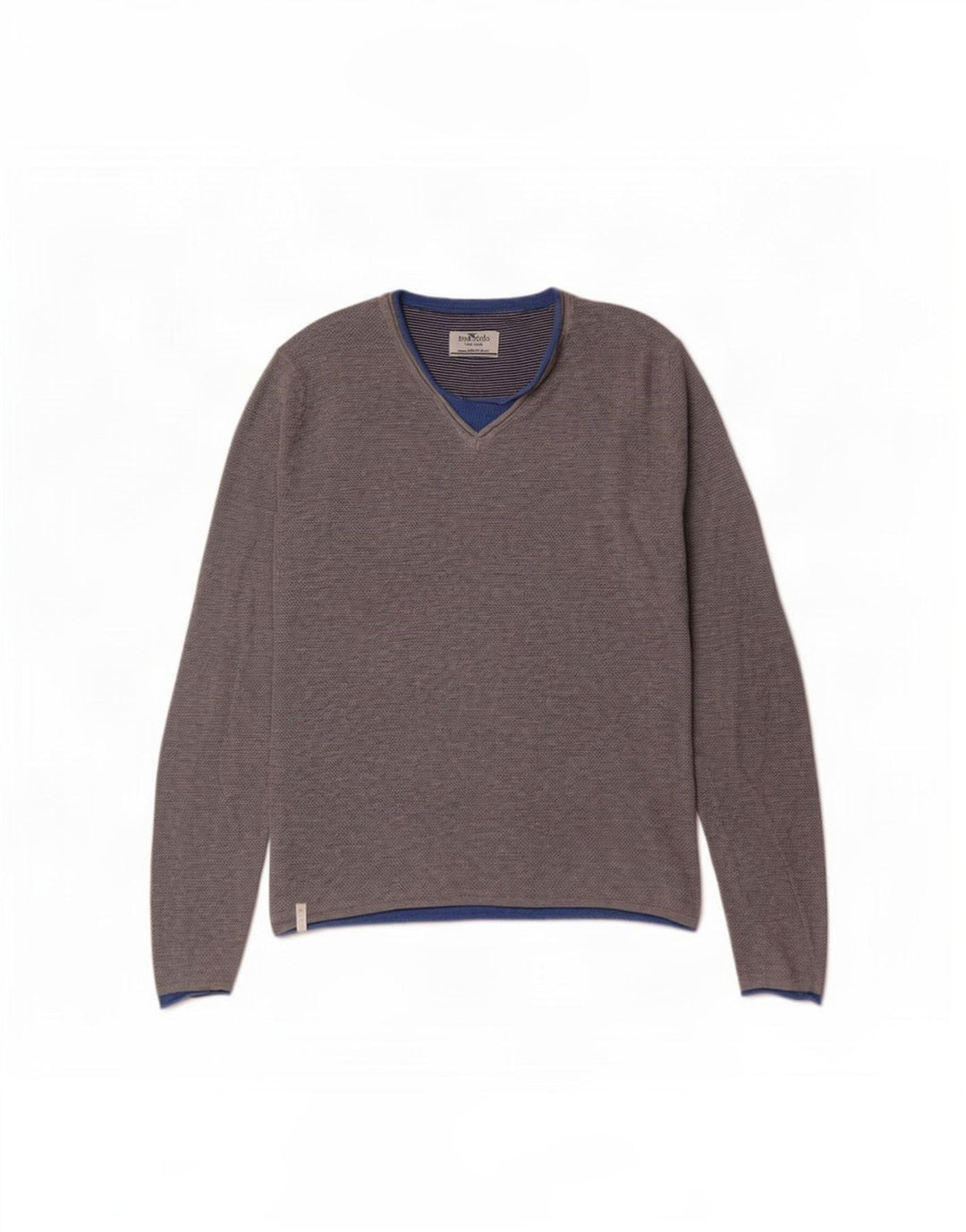 Fred Mello Herre V-hals sweater mellemgrå