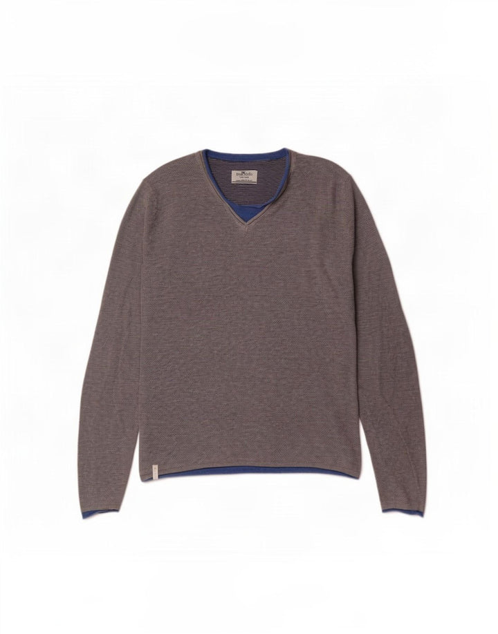 Fred Mello Herre V-hals sweater mellemgrå