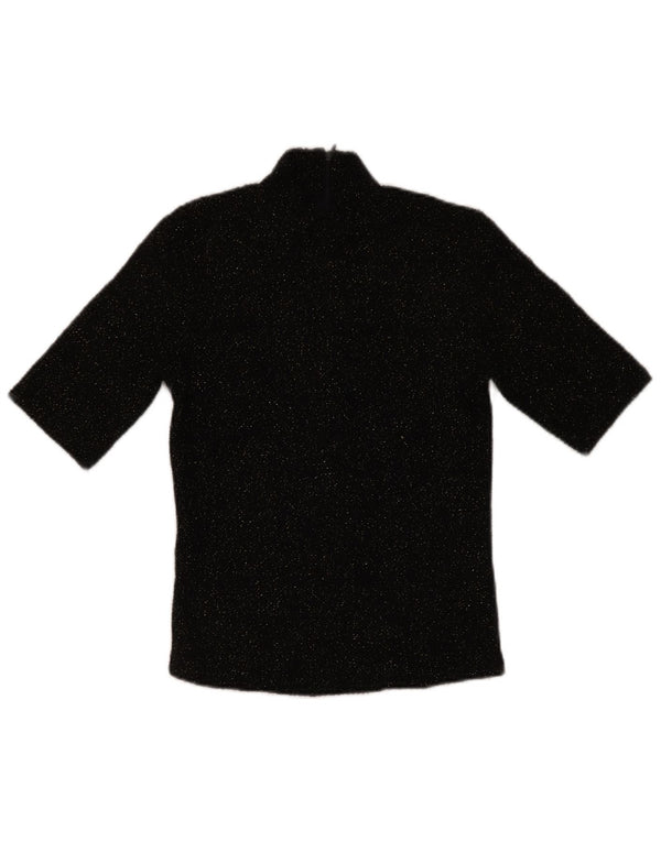 Zara Damebluse Top UK 10 Small Black Flecked Polyester