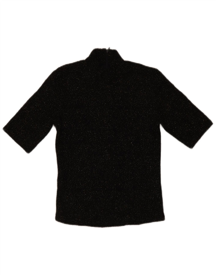 Zara Damebluse Top UK 10 Small Black Flecked Polyester