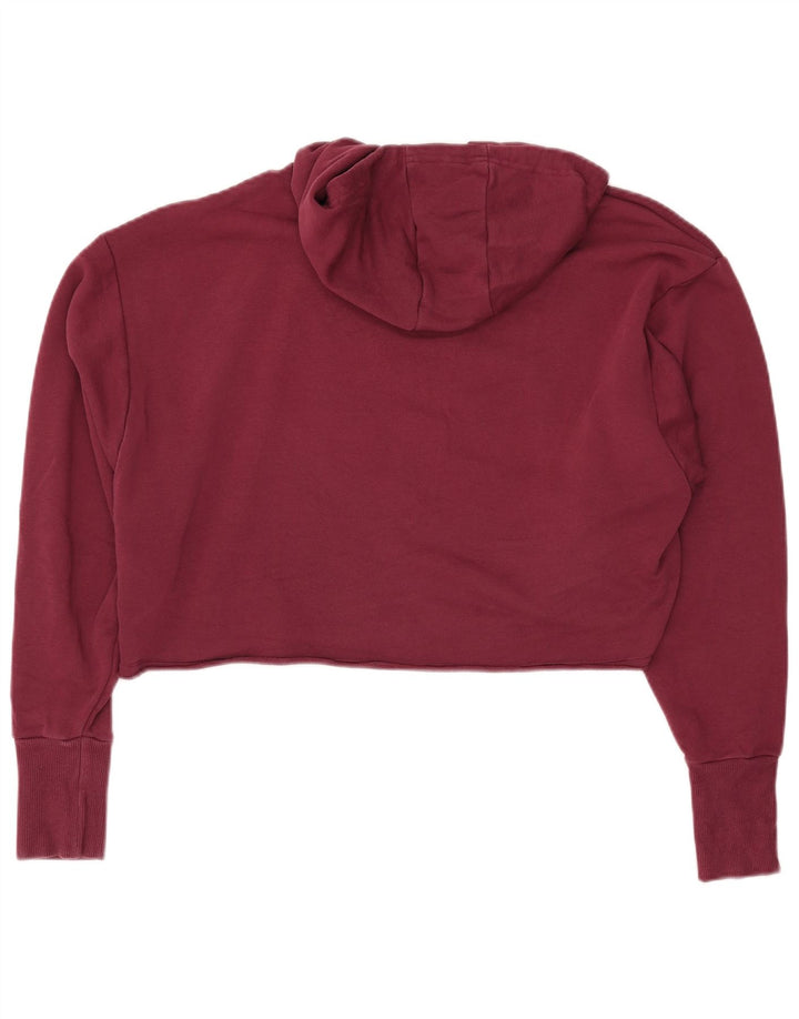 ADIDAS Dame Oversized Crop Graphic Hoodie Jumper UK 8/10 Small Burgundy