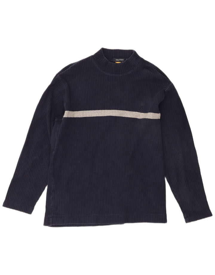 Nautica Herre Top Langærmet Medium Navy Blue Colourblock Bomuld