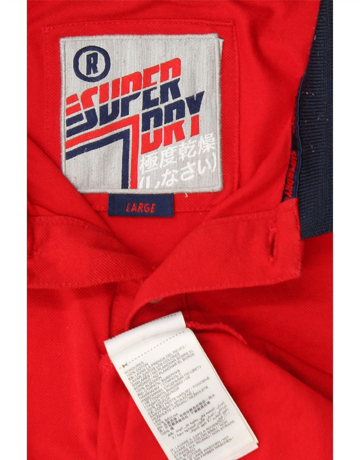 Superdry Rugby Polo Shirt til mænd Stor rød bomuld