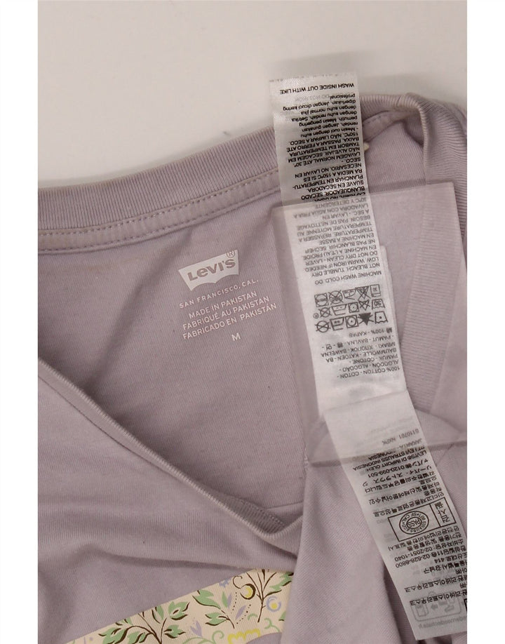 Levi's Grafisk T-shirt top til kvinder UK 12 Medium Lilla Bomuld