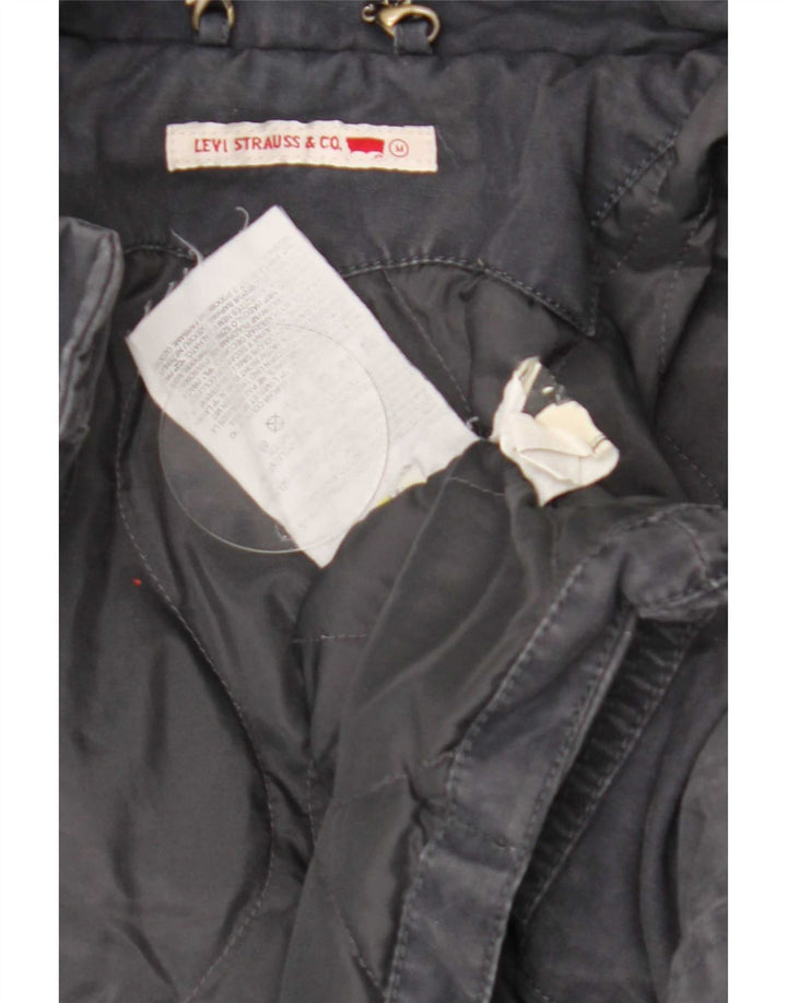 Levi's Dame Hooded Utility Jacket UK 14 Medium Navy Blue Bomuld