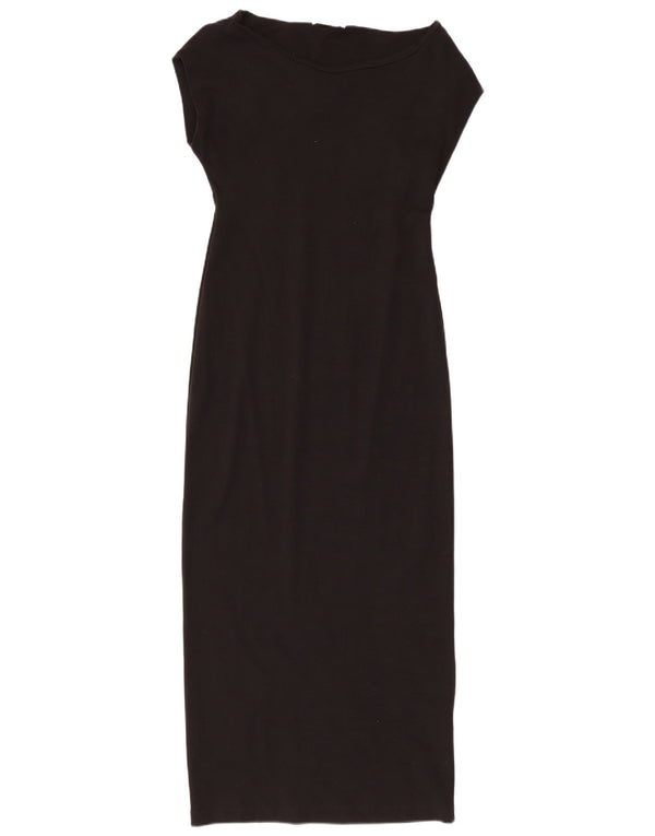 Zara Dame Maxi Kjole UK 14 Stor Sort Bomuld