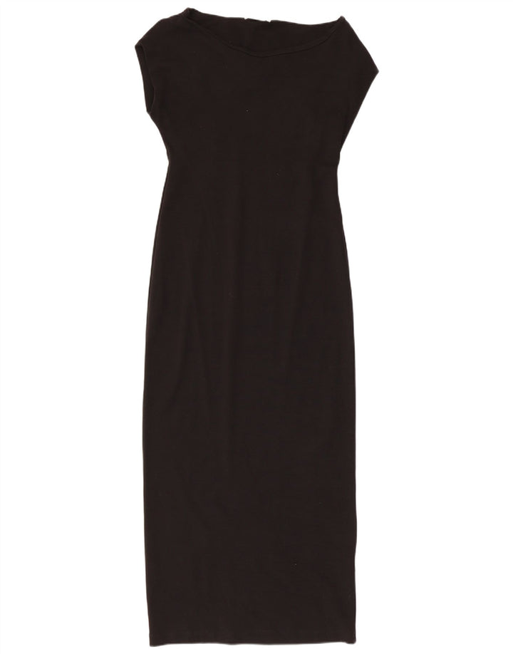 Zara Dame Maxi Kjole UK 14 Stor Sort Bomuld