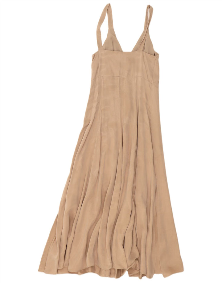 Massimo Dutti Dame ærmeløs Maxikjole EU 34 2XS Beige Polyester