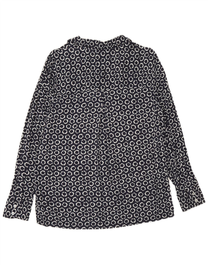 Marks & Spencer Dame Loose Fit skjorte UK 12 Medium Navy Blue Geometric