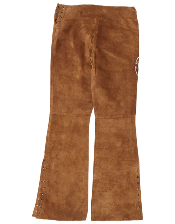 Vintage Dame Bootcut ruskindsbukser Medium W30 L33 Brunt læder