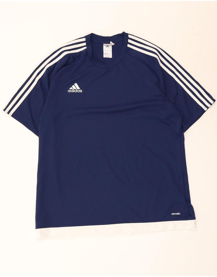 Adidas Herre Climalite T-Shirt Top XL Marineblå Colourblock Polyester