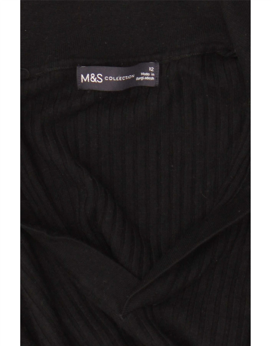 Marks & Spencer Dame Crop Polo Neck Jumper Sweater UK 12 Medium Black