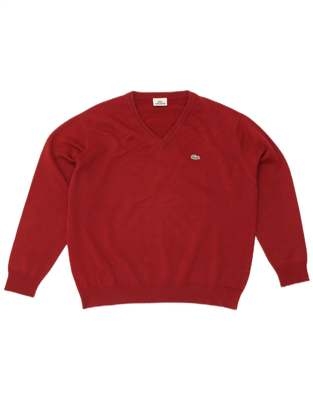 Lacoste Herre V-hals sweater Størrelse 4 Large Rød Uld