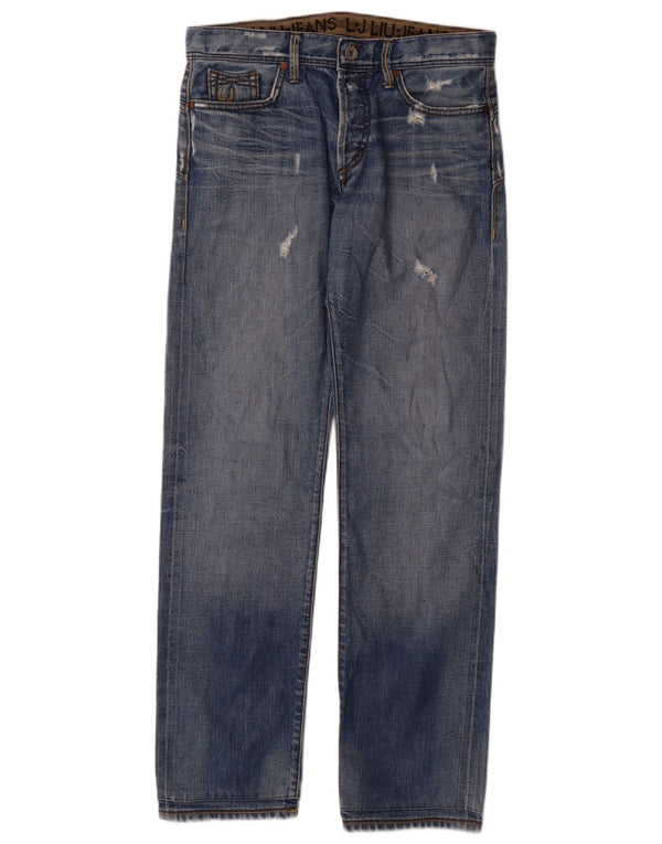 Liu Jo Men Distressed Straight Jeans W32 L34 Blå Bomuld