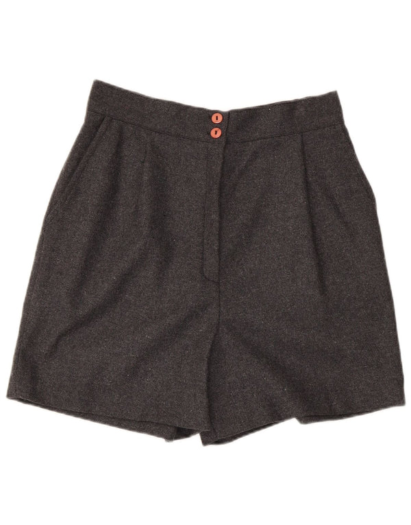 Vintage kvinders høj tajning afslappede shorts store W28 grå polyester