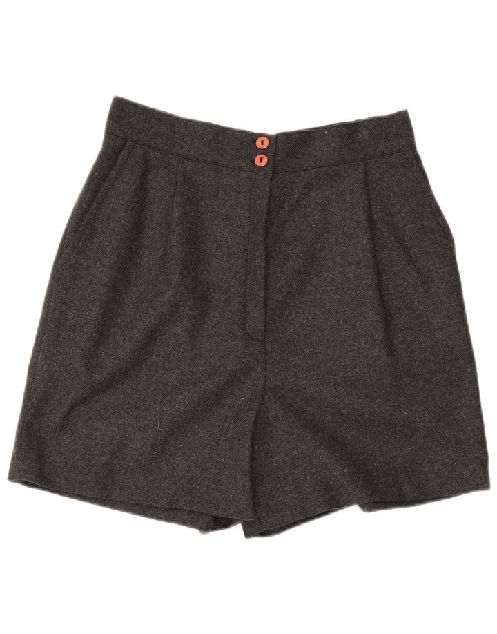 Vintage kvinders høj tajning afslappede shorts store W28 grå polyester