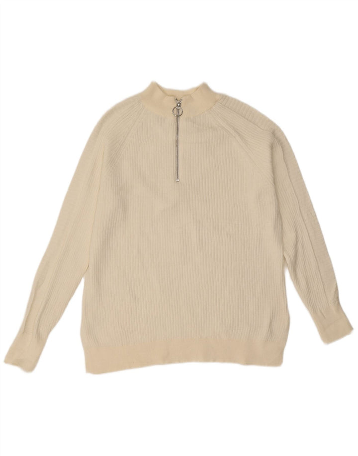 Marks & Spencer Dame sweater med lynlås-hals UK 14 Medium Off White