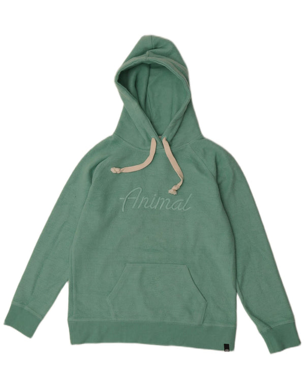 Animal Dame Grafisk Hoodie Jumper UK 10 Small Green Polyester