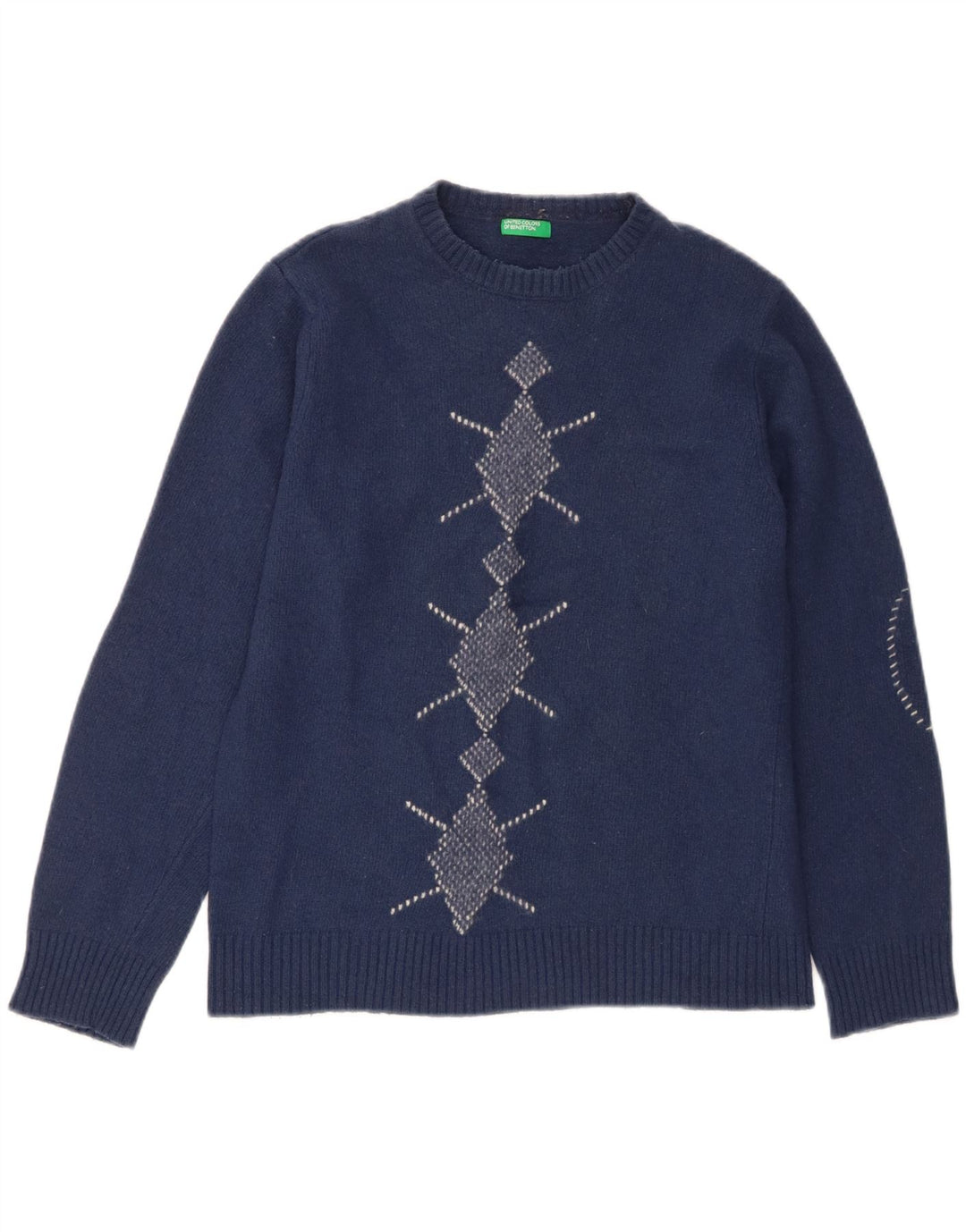 BENETTON Womens Crew Neck Jumper Sweater UK 16 Large Navy Blue Vintage Benetton and Second-Hand Benetton from Messina Hembry 