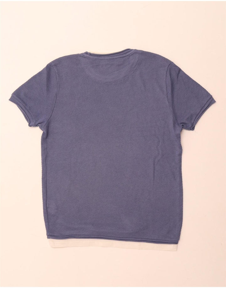 ZARA Herre T-shirt Top Medium Marineblå Bomuld
