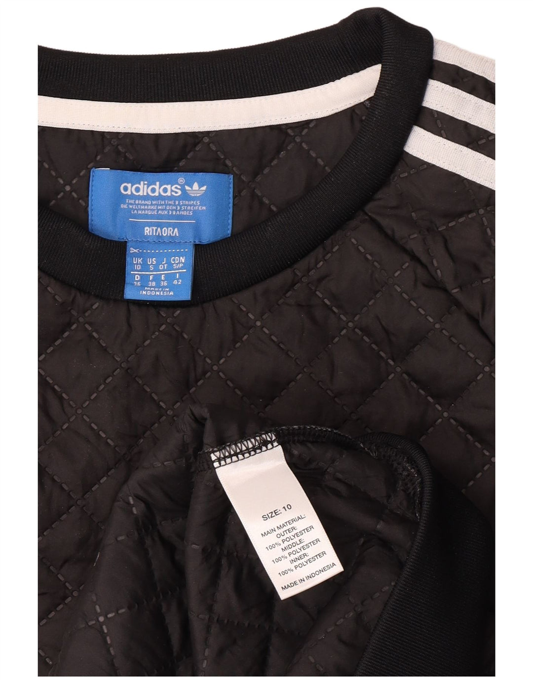 Adidas Dame Rita Ora Grafisk Sweatshirt Jumper UK 10 Lille Sort