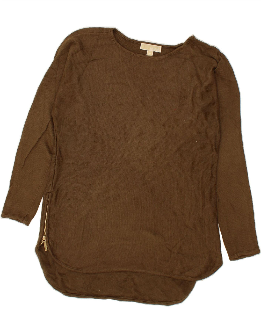 MICHAEL KORS Womens Longline Boat Neck Jumper Sweater UK 14 Medium Brown Vintage Michael Kors and Second-Hand Michael Kors from Messina Hembry 
