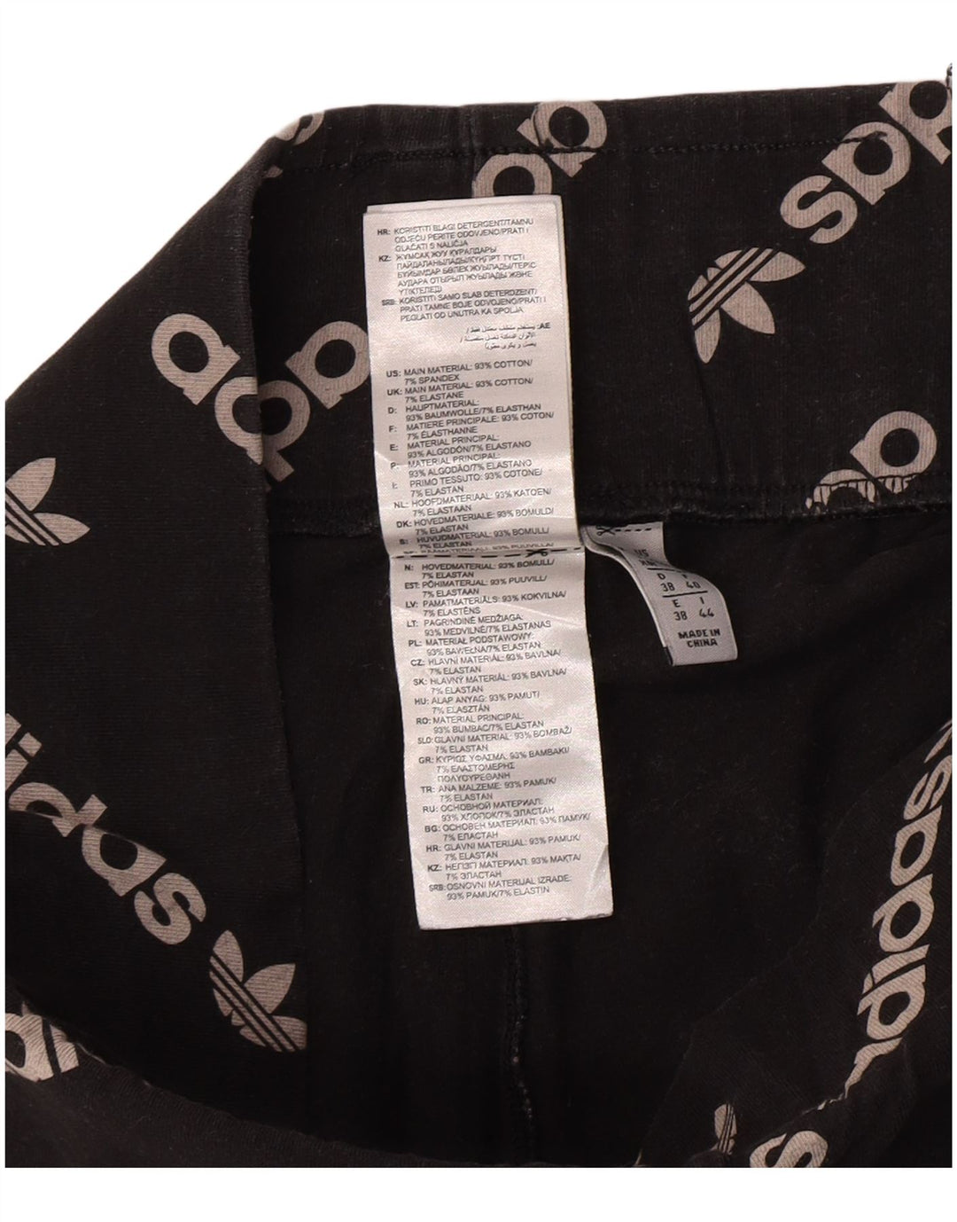 Adidas Dame Grafiske Leggings UK 12 Medium Sort Bomuld