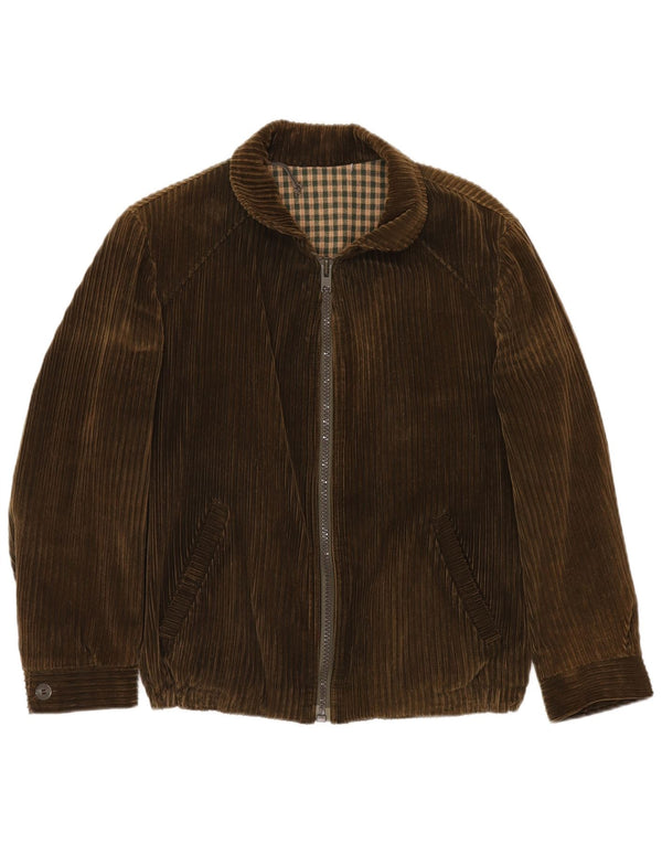 VINTAGE Herre fløjlsjakke UK 40 Stor brun bomuld