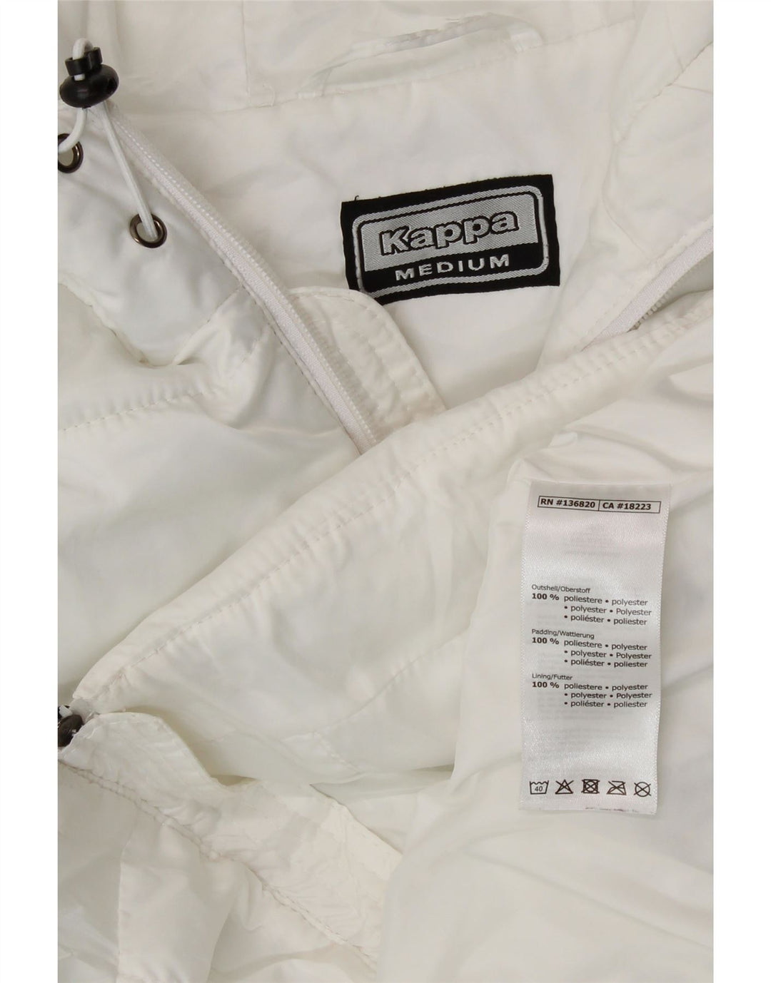 Kappa Dame Hooded Longline Polstret Gilet UK 12 Medium White Polyester