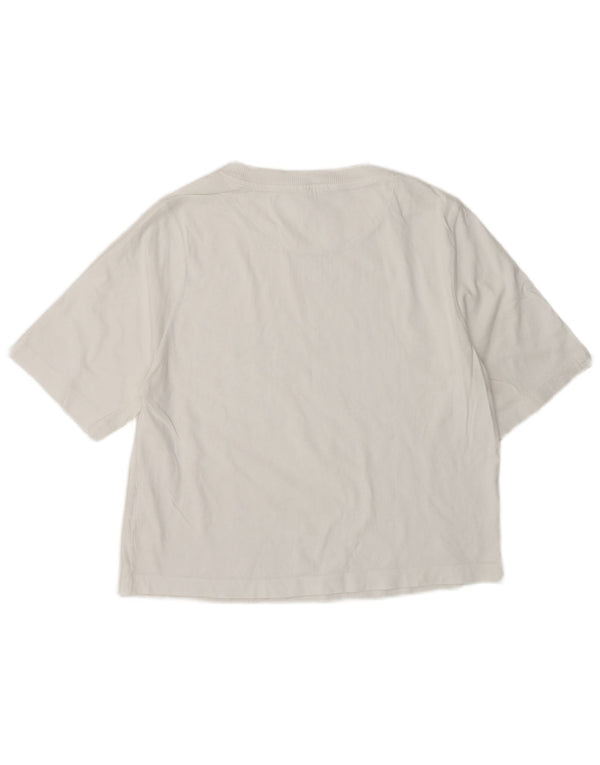 Benetton Dame T-Shirt Top UK 14 Medium Hvid Bomuld