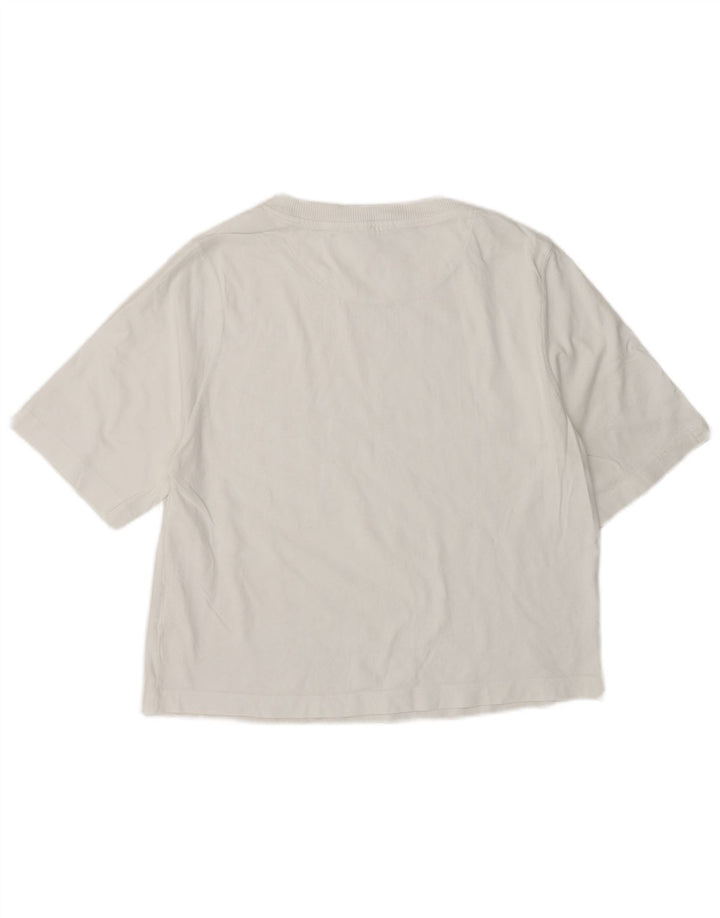 Benetton Dame T-Shirt Top UK 14 Medium Hvid Bomuld