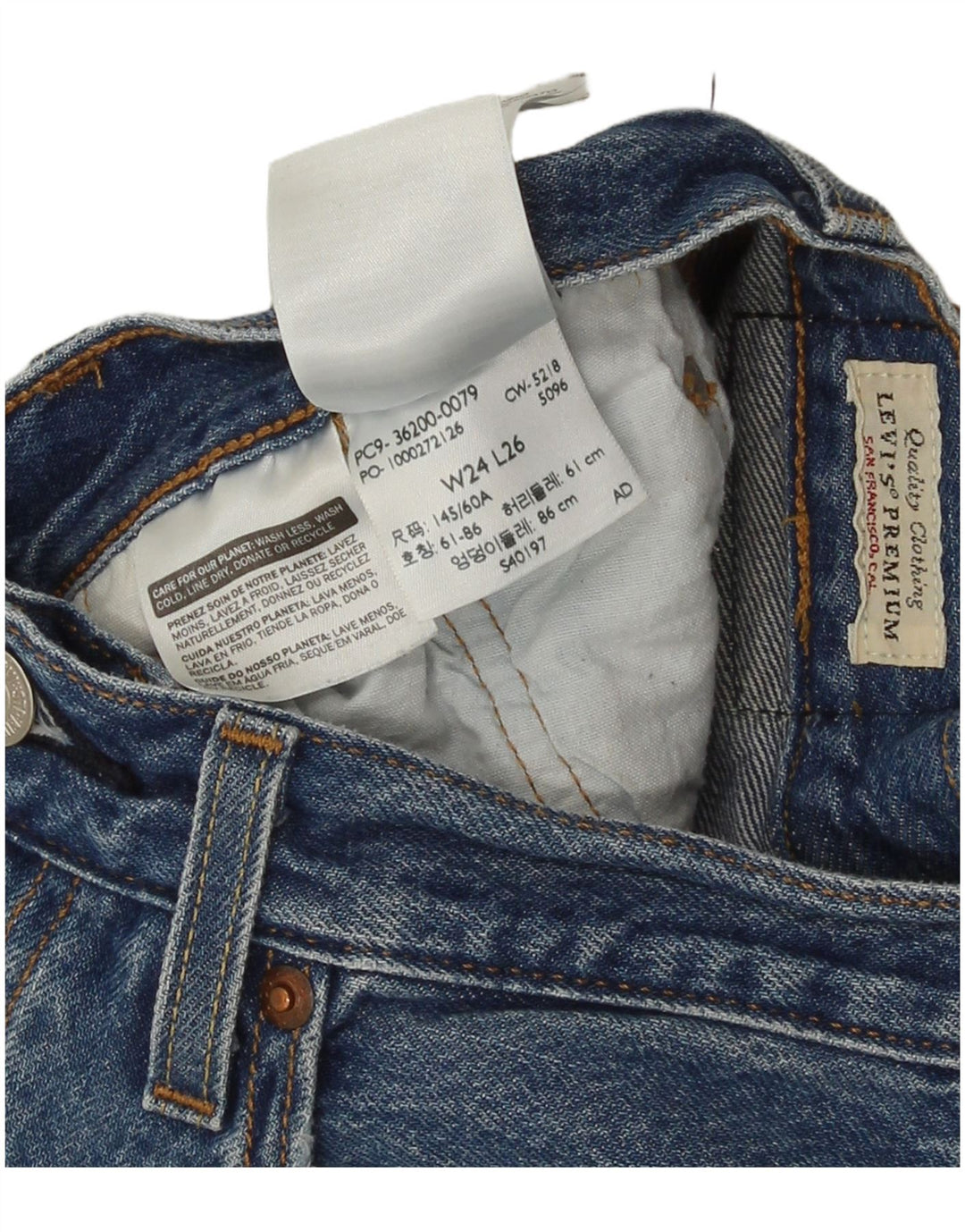 Levi's Dame 501 Straight Jeans W24 L26 Blå Bomuld