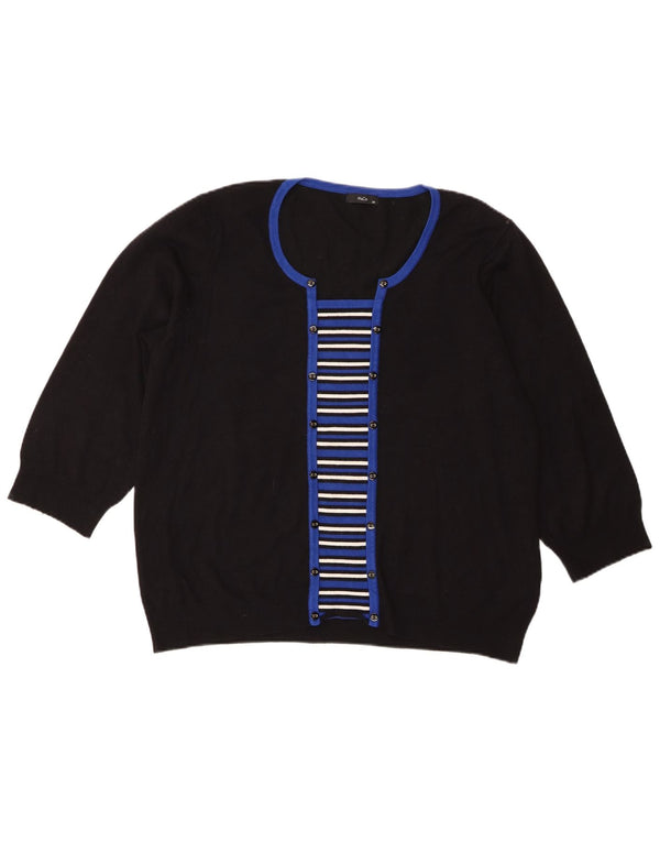 M&Co Dame 3/4-ærmet Bådhalstrøje trøje UK 20 2XL Sort Stribet