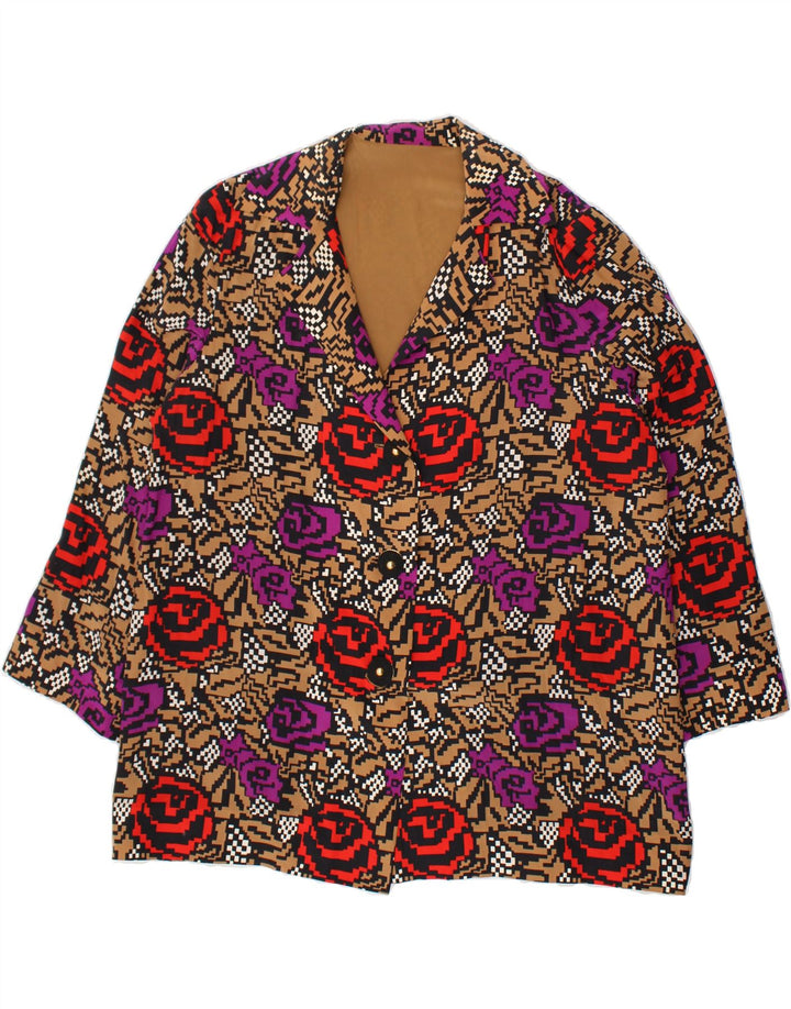 VINTAGE Womens 3 Button Blazer Jacket UK 18 XL Multicoloured Floral Vintage Vintage and Second-Hand Vintage from Messina Hembry 