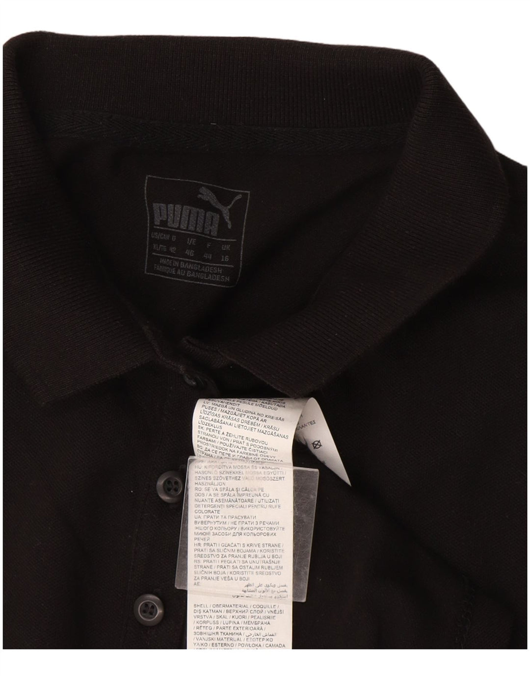 Puma Dame Polo Shirt UK 16 Stor Sort Bomuld