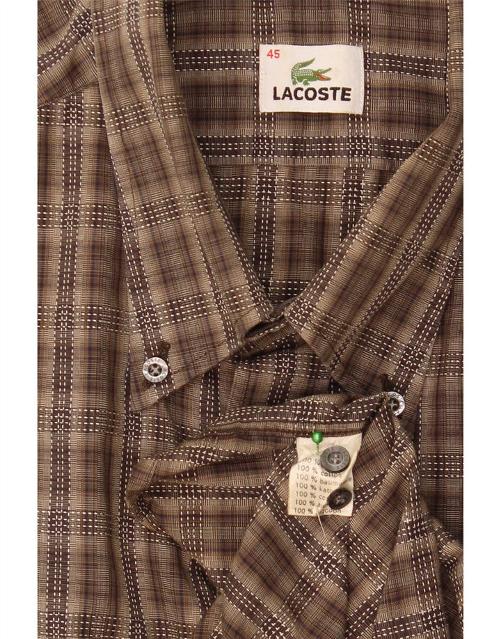 Lacoste herreskjorte str. 45 XL brun ternet bomuld
