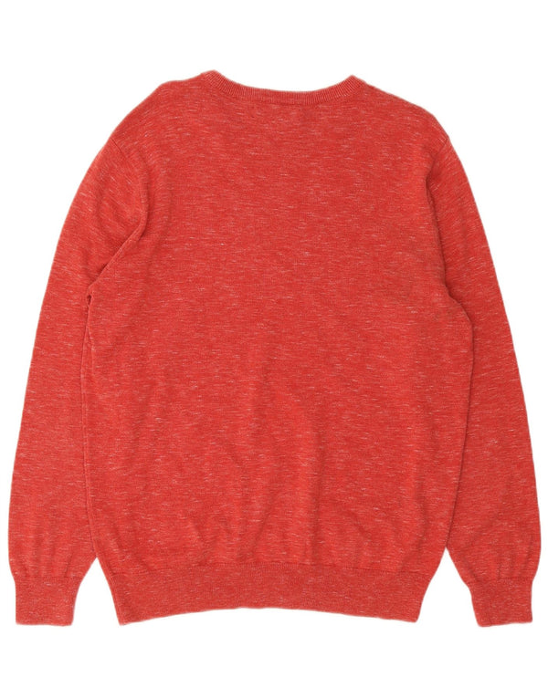 J. Crew Herre Neck Jumper Sweater Stor rød Flecked Bomuld