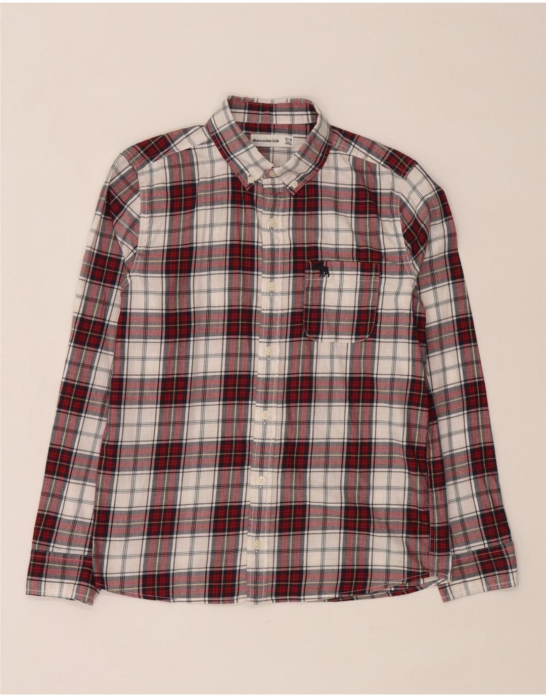 Abercrombie & Fitch drenge flannel skjorte 13-14 år rød ternet bomuld