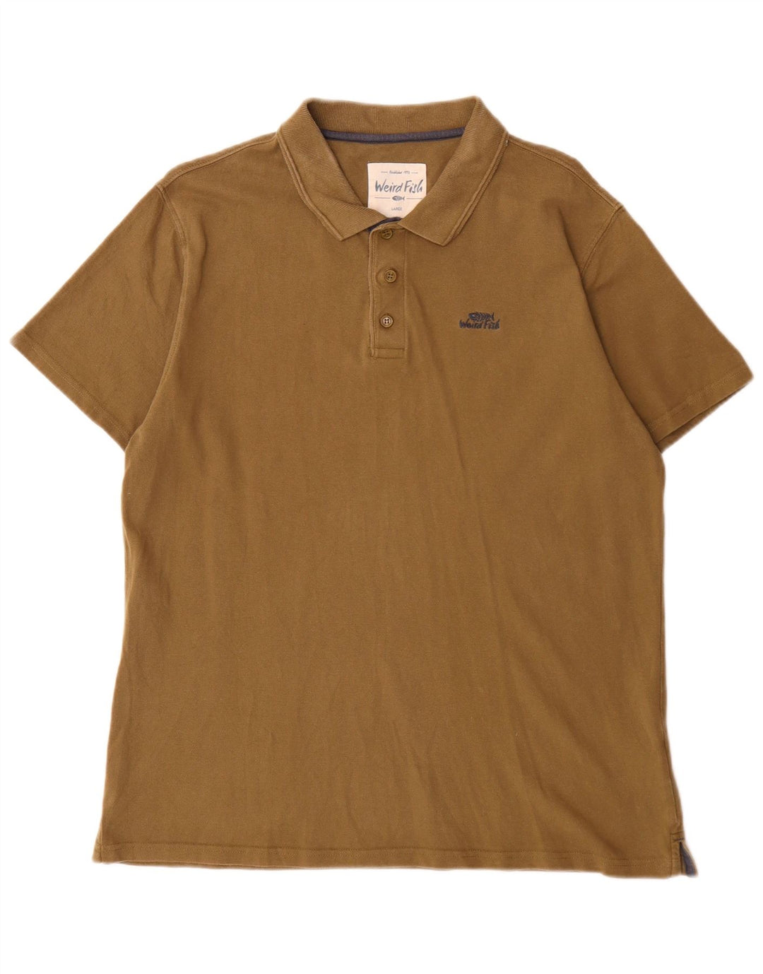 Weird Fish Herre Polo Shirt Stor Khaki Bomuld