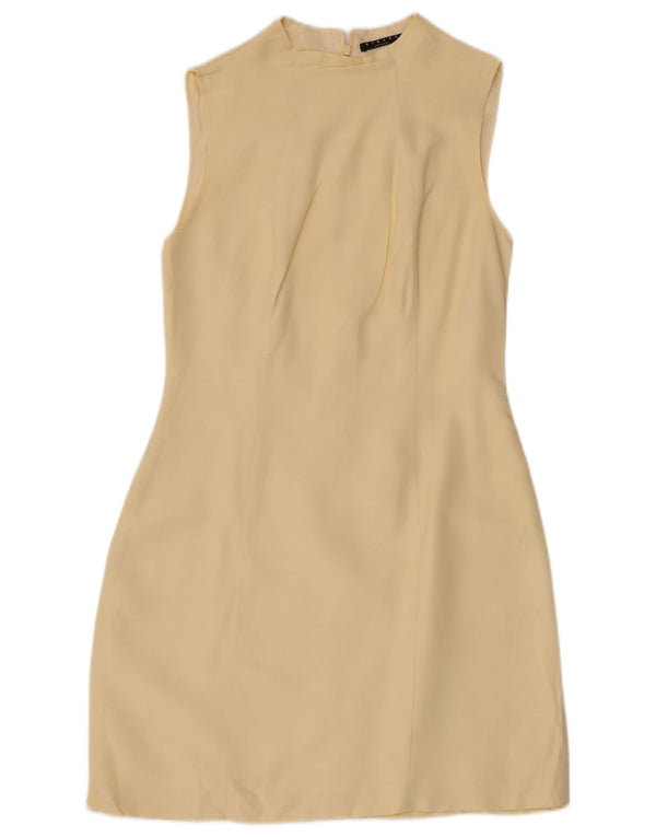 Sisley Womens Sleeveless Sheath Dress UK 10 Small Beige Acetate