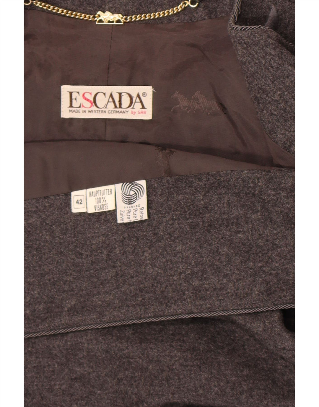 Escada Womens Open Bolero Jacket EU 42 Large Grey Paisley Wool